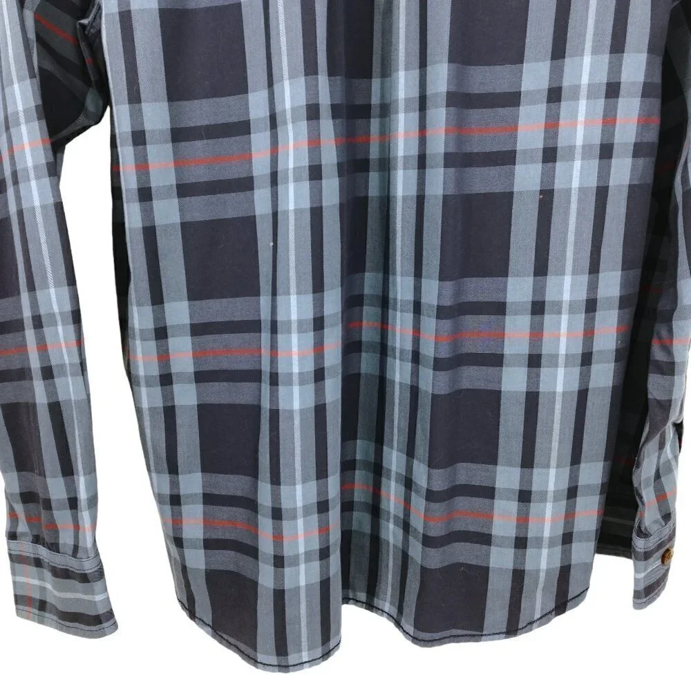 The North Face Plaid Long Sleeve Button Up Shirt Size M Blue Orange Pocket